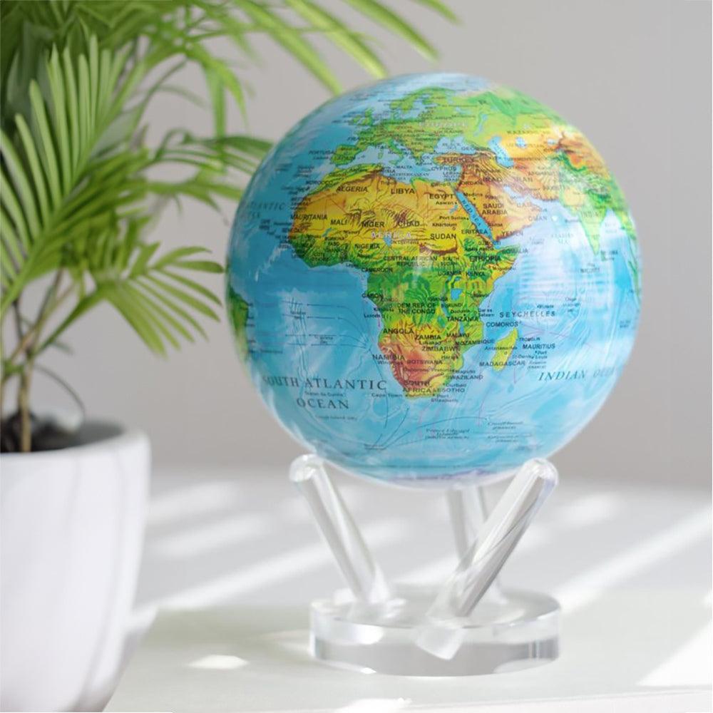 BLUE RELIEF MAP WORLD GLOBE | Turns using ambient light - MOVA EU