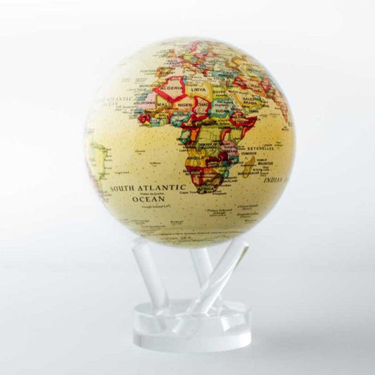 YELLOW POLITICAL MAP WORLD GLOBE - MOVA EU