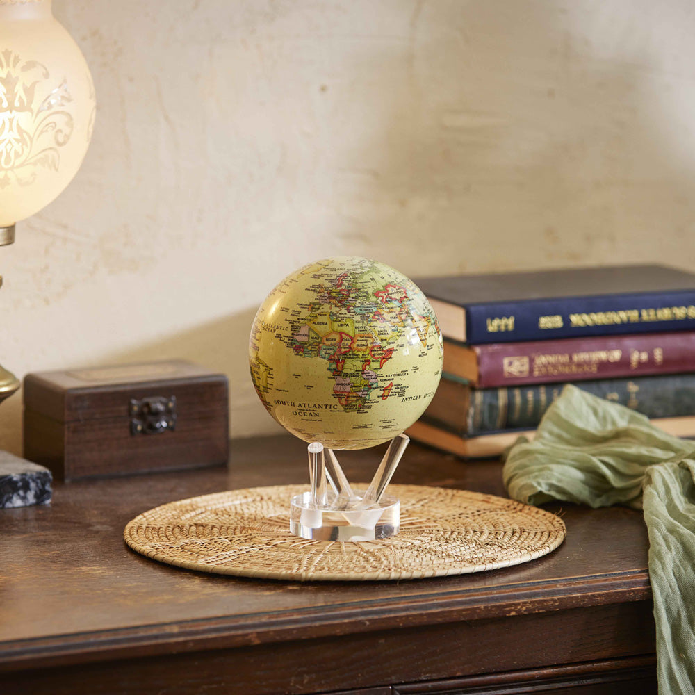 Antique Yellow Political Map Globe - Vintage World Globe