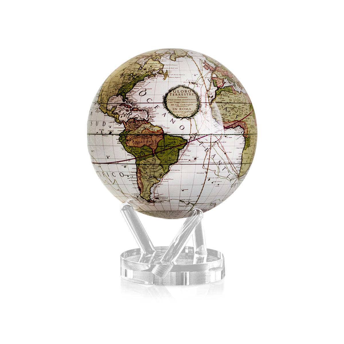 ANTIQUE TERRESTRIAL WHITE GLOBE8.5" -mova EU