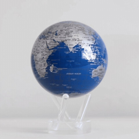 Rotating silver globe