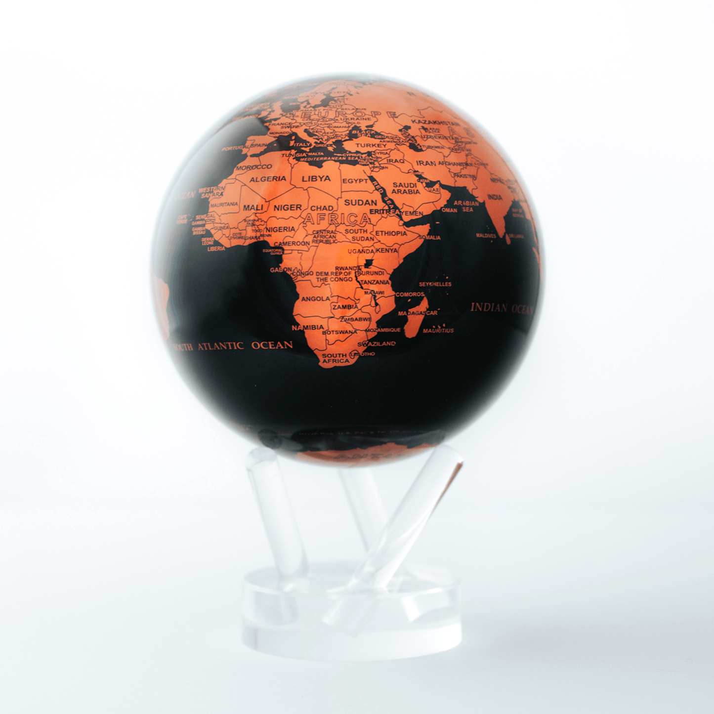 BLACK AND COPPER GLOBE | Hidden magnets provide movement - MOVA EU