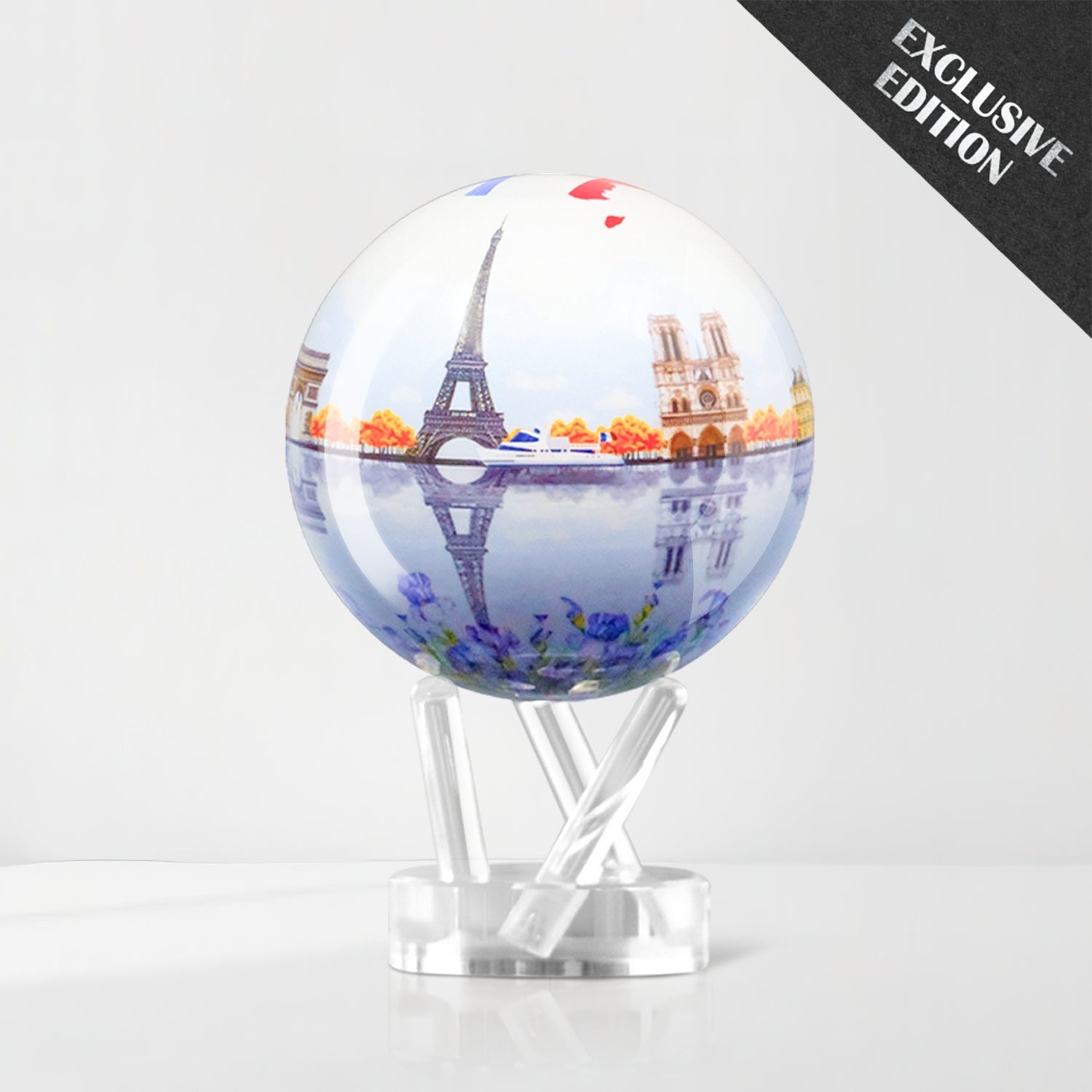 CITY SERIES PARIS GLOBE MOVA featuring Eiffel Tower and Notre-Dame with autumn design, exclusive edition.