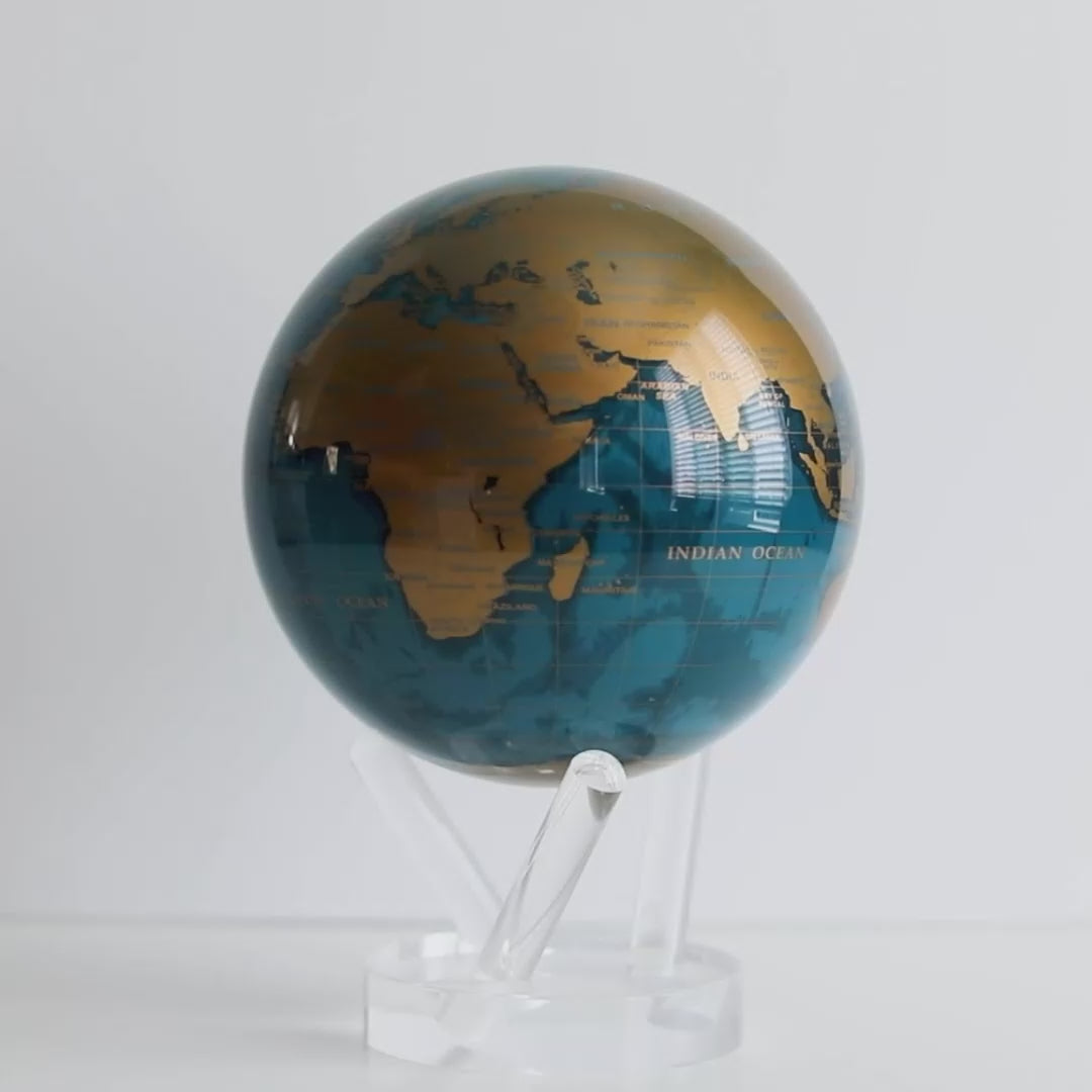 CERULEAN BLUE &amp; GOLD GLOBE
