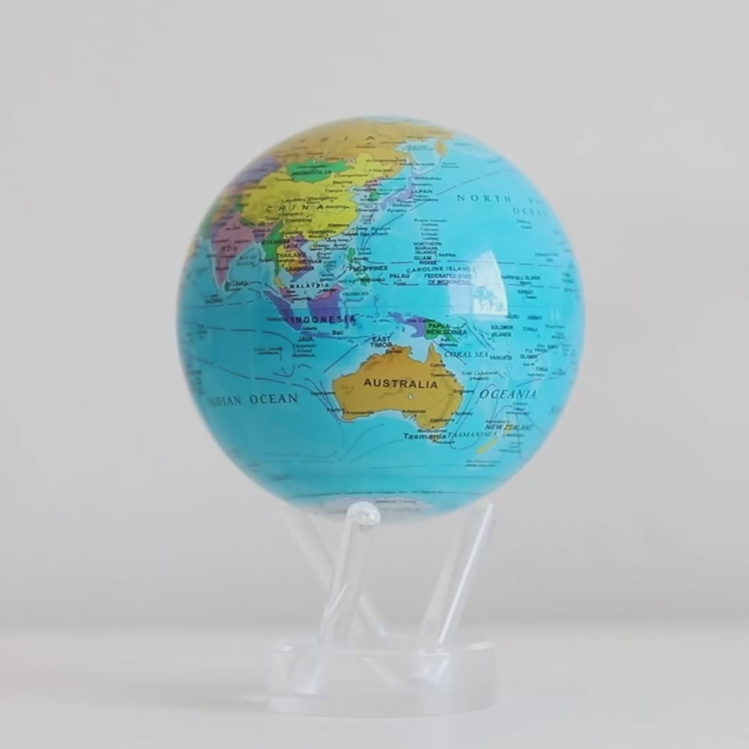 OCEAN BLUE POLITICAL MAP WORLD GLOBE